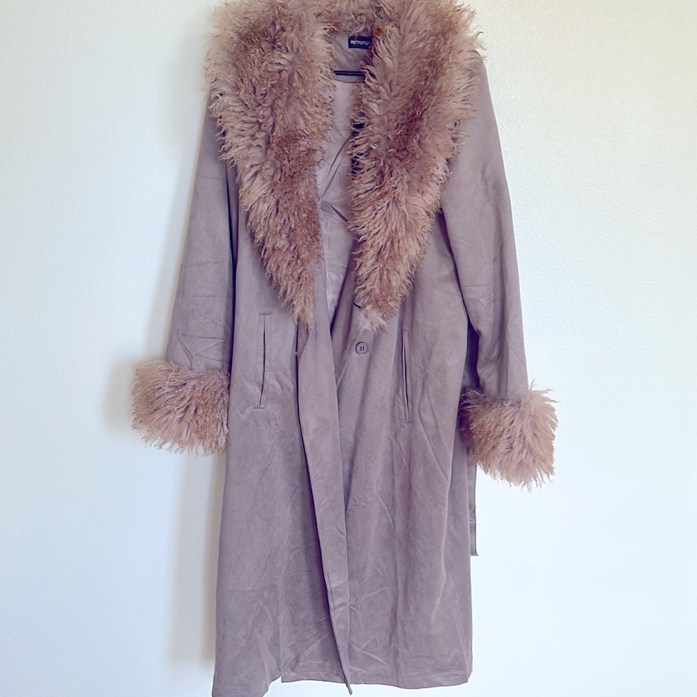 Faux fur Trench Coat